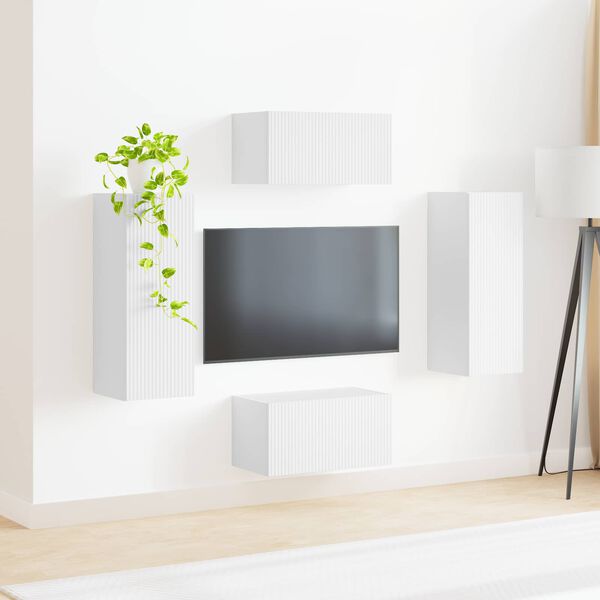 vidaXL TV-Schrankset Wandmontiert 2 pcs Wei&szlig; Holzwerkstoff