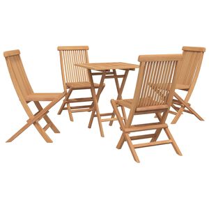 vidaXL Faltbare Garten-Essgruppe 5-teilig Natur Massivholz Teak