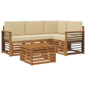 vidaXL Outdoor-Sofagarnitur mit Kissen 5 pcs Natur und Beige