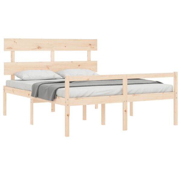 vidaXL Seniorenbett mit Kopfteil Kingsize Massivholz