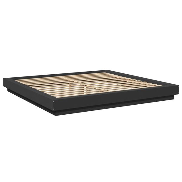 vidaXL Bettgestell mit LED Schwarz 180x200 cm Holzwerkstoff