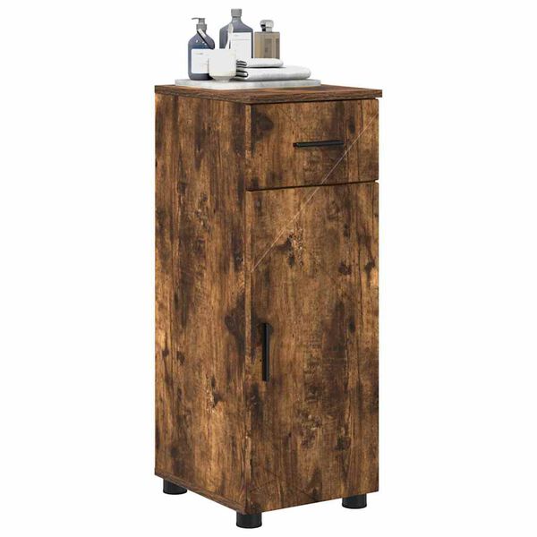 vidaXL Badezimmerschrank mit T&uuml;r Ger&auml;ucherte Eiche 30 x 35 x 80 cm