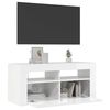 vidaXL TV-Schrank mit LED-Leuchten Hochglanz-Wei&szlig; 90x35x40 cm