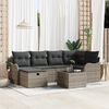 vidaXL Garten-Sofa-Set mit Kissen mit Speicher 7 pcs Grau Poly Rattan