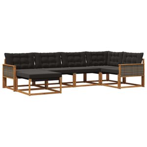 vidaXL Outdoor-Sofagarnitur 6 stk. Nat&uuml;rlich und Schwarz