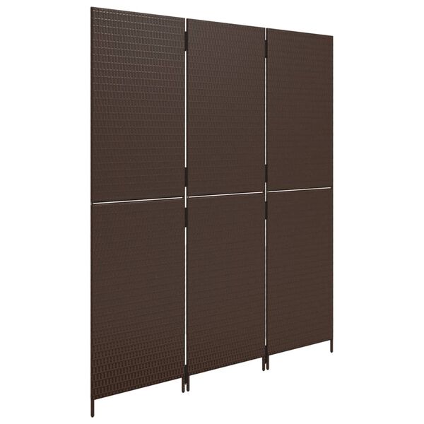 vidaXL Paravent 3-tlg. Braun Poly Rattan