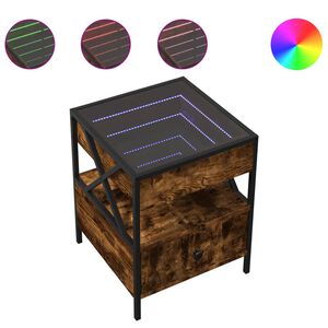 vidaXL Nachttisch mit Infinity-LED R&auml;uchereiche 40x40x51 cm