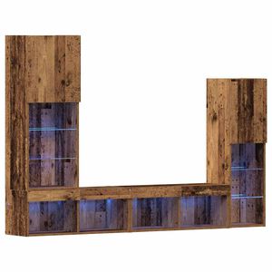 vidaXL TV-Schränk mit LED-Lichtleisten 4 pcs Altholz Holzwerkstoff