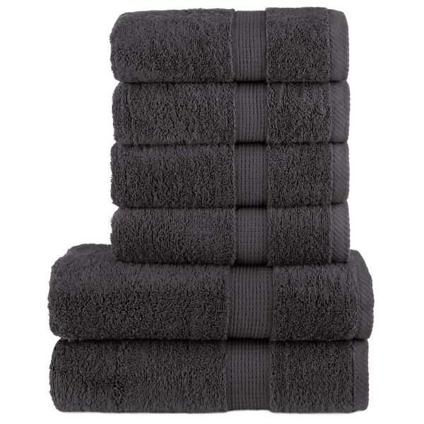vidaXL 6 tlg. Premium-Handtuch-Set SOLUND Anthrazit 600 g/m&sup2;