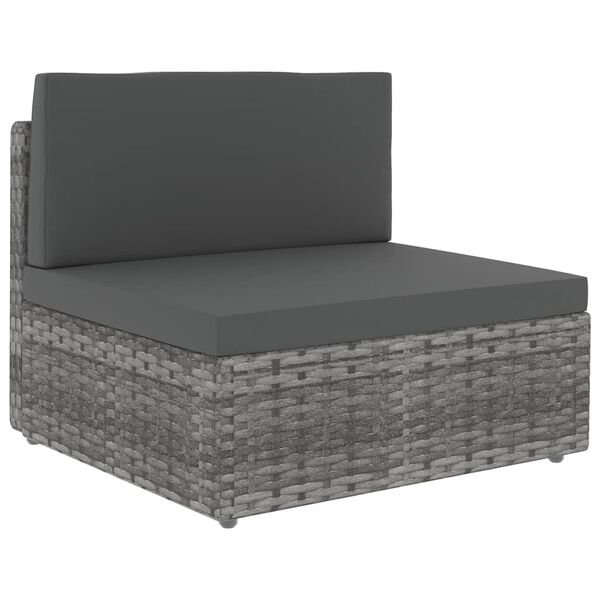 vidaXL 5-tlg. Garten-Lounge-Set mit Kissen Grau Poly Rattan