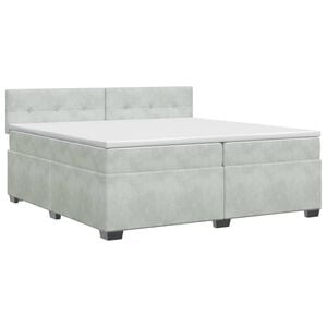 vidaXL Boxspringbett mit Matratze Hellgrau 200 x 200 cm Samt