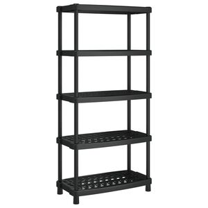 vidaXL Lagerregal 5 B&ouml;den Schwarz 93,5x45,5x194,5 cm PP