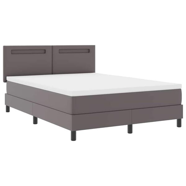 vidaXL Boxspringbett mit Matratze Grau 140 x 200 cm Kunstleder
