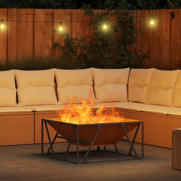 vidaXL Feuerstelle Braun 80 x 80 x 40 cm Wetterfeststahl