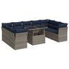 vidaXL 10-tlg. Garten-Sofagarnitur mit Kissen Grau Poly Rattan Akazie