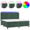 vidaXL Boxspringbett mit Matratze & LED Dunkelgr&uuml;n 200x200 cm Samt
