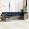 vidaXL 7-tlg. Garten-Sofagarnitur mit Kissen Grau Poly Rattan
