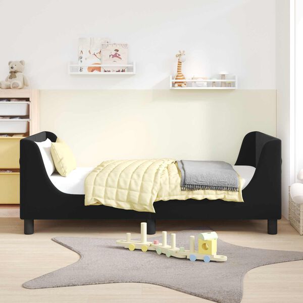 vidaXL Kinderbettgestell mit Kopfteil Schwarz 80 x 160 cm Samt