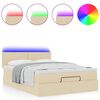 vidaXL Ottomane Bett mit Matratze & LEDs Creme 140x190 cm Stoff