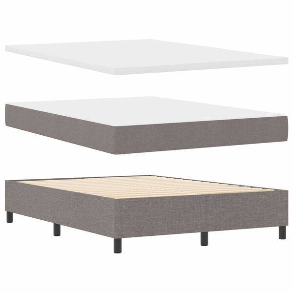 vidaXL Boxspringbett mit Kopfteil Taupe 160 x 200 cm Stoff