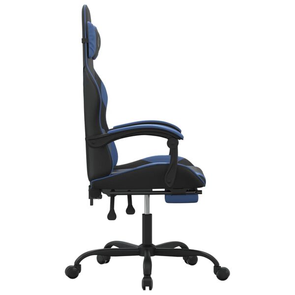 vidaXL Gaming-Stuhl mit Fu&szlig;st&uuml;tze Drehbar Schwarz & Blau Kunstleder