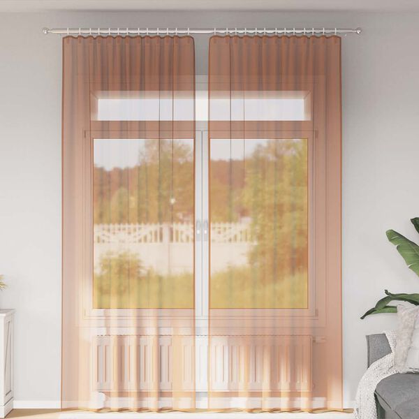 vidaXL Voile Vorh&auml;nge mit Schlaufen 2 Stk. Terrakottarot 140x260 cm