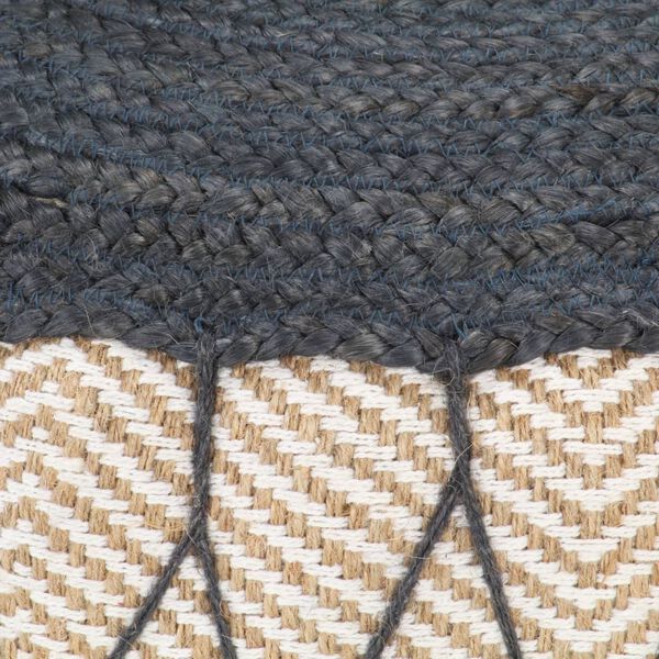 vidaXL Pouf Gewebt/Gestrickt Jute Baumwolle 50 x 30 cm Blau
