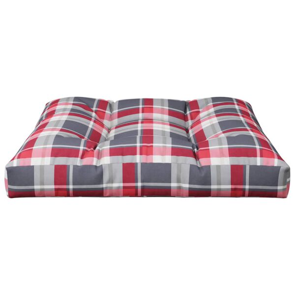 vidaXL Palettenkissen Rot Karomuster 80x80x12 cm Stoff