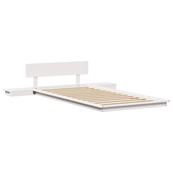 vidaXL Bettgestell mit Kopfteil mit Speicher Wei&szlig; 100 x 200 cm Holz