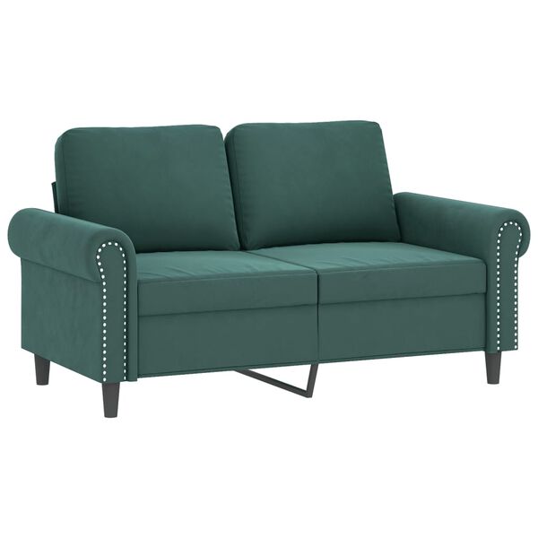 vidaXL 2-Sitzer-Sofa mit Zierkissen Dunkelgrün 120 cm Samt