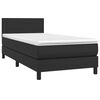 vidaXL Boxspringbett mit Matratze & LED Schwarz 90x190 cm Kunstleder