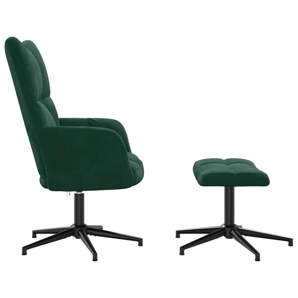 vidaXL Relaxsessel mit Hocker Dunkelgr&uuml;n Samt