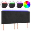 vidaXL LED Kopfteil Schwarz 163x16x118/128 cm Samt