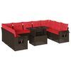 vidaXL 10-teiliges Gartensofa-Set mit Kissen, braun, Polyrattan