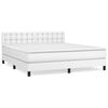 vidaXL Boxspringbett mit Matratze Wei&szlig; 160x200 cm Kunstleder