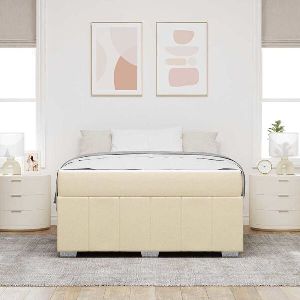 vidaXL Bettrahmen mit Matratze Creme 160 x 200 cm Stoff