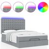vidaXL Ottoman-Bett mit Matratze & LEDs Hellgrau 140x200 cm Stoff