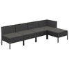 vidaXL 5-tlg. Garten-Lounge-Set mit Auflagen Poly Rattan Schwarz