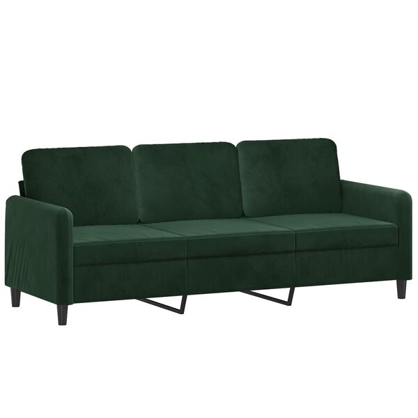 vidaXL 3-Sitzer-Sofa mit Hocker Dunkelgr&uuml;n 180 cm Samt