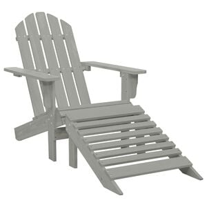vidaXL Gartensessel mit Fu&szlig;st&uuml;tze Holz Grau