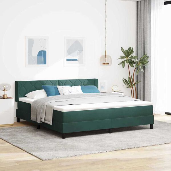 vidaXL Boxspringbett mit Matratze Dunkelgr&uuml;n 200 x 180 cm Polyester
