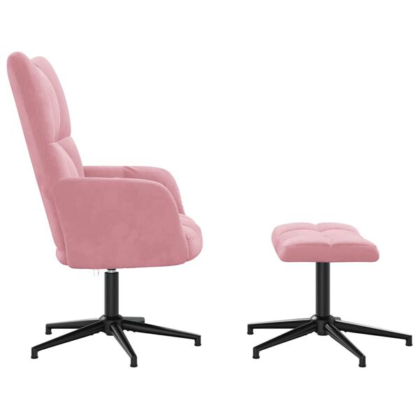 vidaXL Relaxsessel mit Hocker Rosa Samt