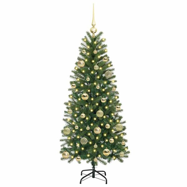 vidaXL K&uuml;nstlicher Weihnachtsbaum mit 150 LEDs Gr&uuml;n 150 cm PE und PVC