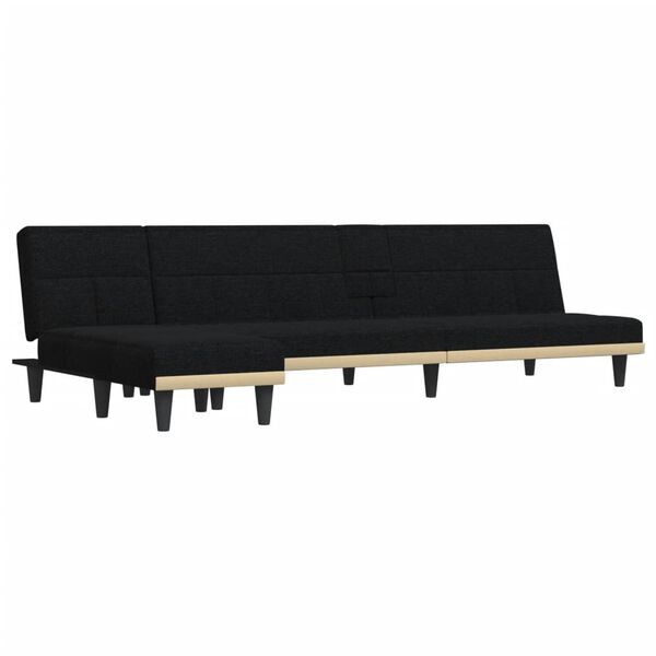 vidaXL Schlafsofa in L-Form Schwarz 255x140x70 cm Stoff