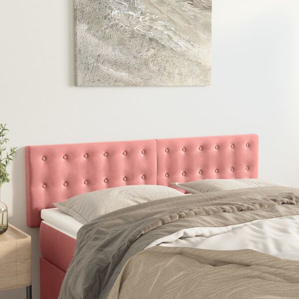 vidaXL Kopfteile 2 Stk. Rosa 72x5x78/88 cm Samt