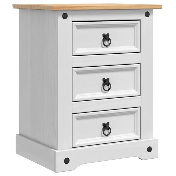 vidaXL Nachttisch Wei&szlig; 53 x 39 x 66 cm Massives Kiefernholz
