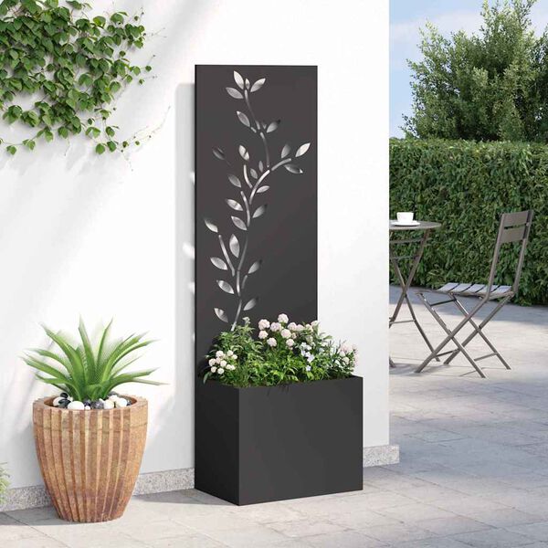 vidaXL Garten Sichtschutz-Leinwand Floral Schwarz 50 x 140 cm