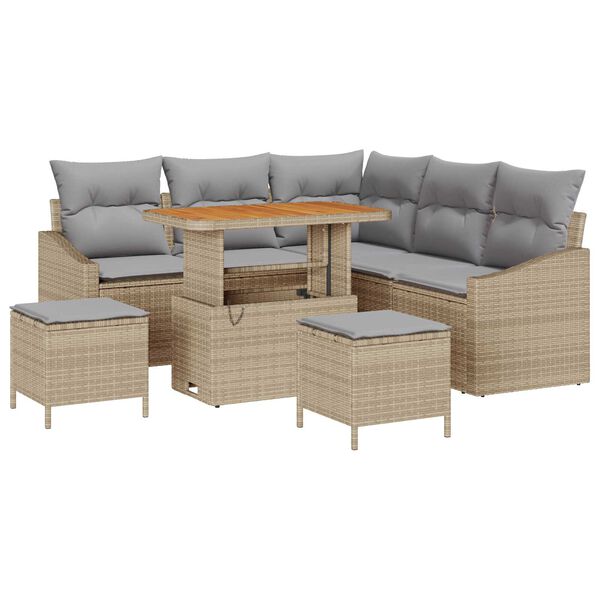vidaXL Garten-Sofa-Set mit Kissen 8 pcs Beige Poly Rattan