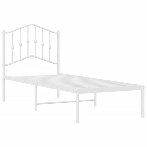 vidaXL Metallbett ohne Matratze mit Kopfteil Wei&szlig; 75x190 cm