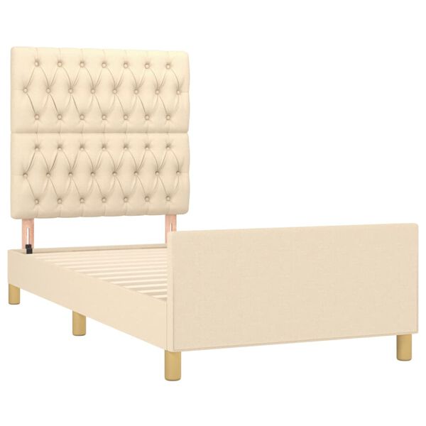 vidaXL Bettgestell ohne Matratze Creme 100x200 cm Stoff